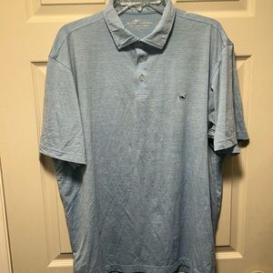 Vineyard Vines On The Go Sankaty Polo Shirt Mens XL Blue Striped OTG Performance